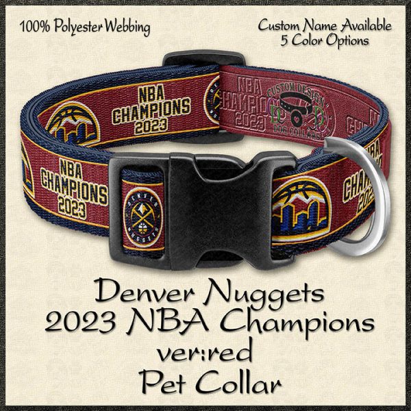 NBA CHAMPIONS 2023 RED Denver Nuggets Pet Collar Product Image No1