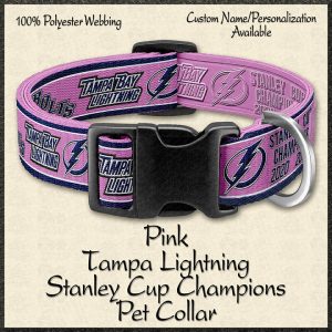 PINK Tampa Bay Lightning Stanley Cup Champions Pet Collar Product Image No1