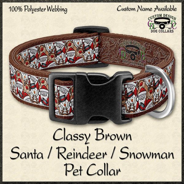 Santa Reindeer Snowman Collage Pet Collar Product Image No1