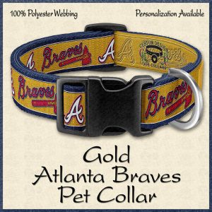 GOLD Atlanta Braves Pet Collar Product Image No1