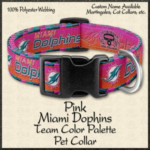 PINK Miami Dolphins Team Color Palette Designer Pet Collar Product Image No1