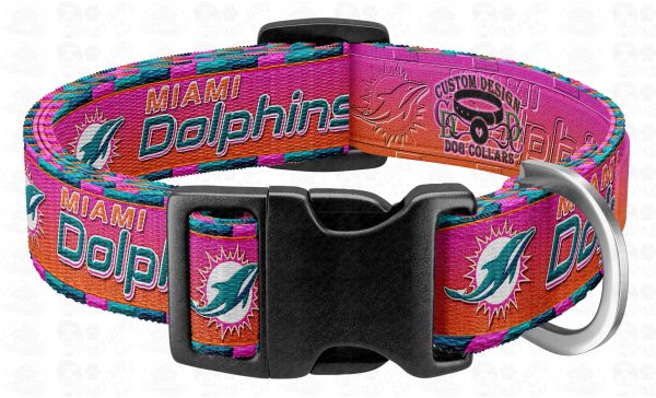 PINK Miami Dolphins Team Color Palette Designer Pet Collar Product Image No2