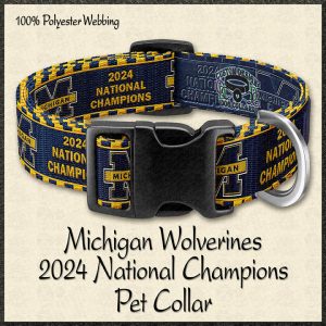 Michigan Wolverines 2024 National Champions Blue Pet Collar Product Image No1