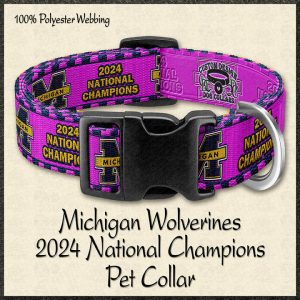Michigan Wolverines 2024 National Champions HOT PINK Pet Collar Product Image No1