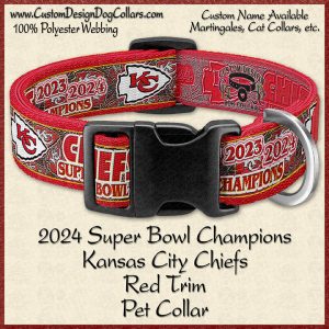 2024 Kansas City Chiefs Super Bowl Champions Red Trim Custom Pet Collar Product Image No1